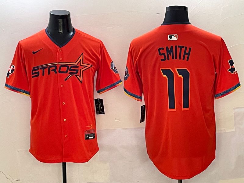 Men Houston Astros #11 Smith Orange Five generation Joint Name Nike 2025 MLB Jersey style 7